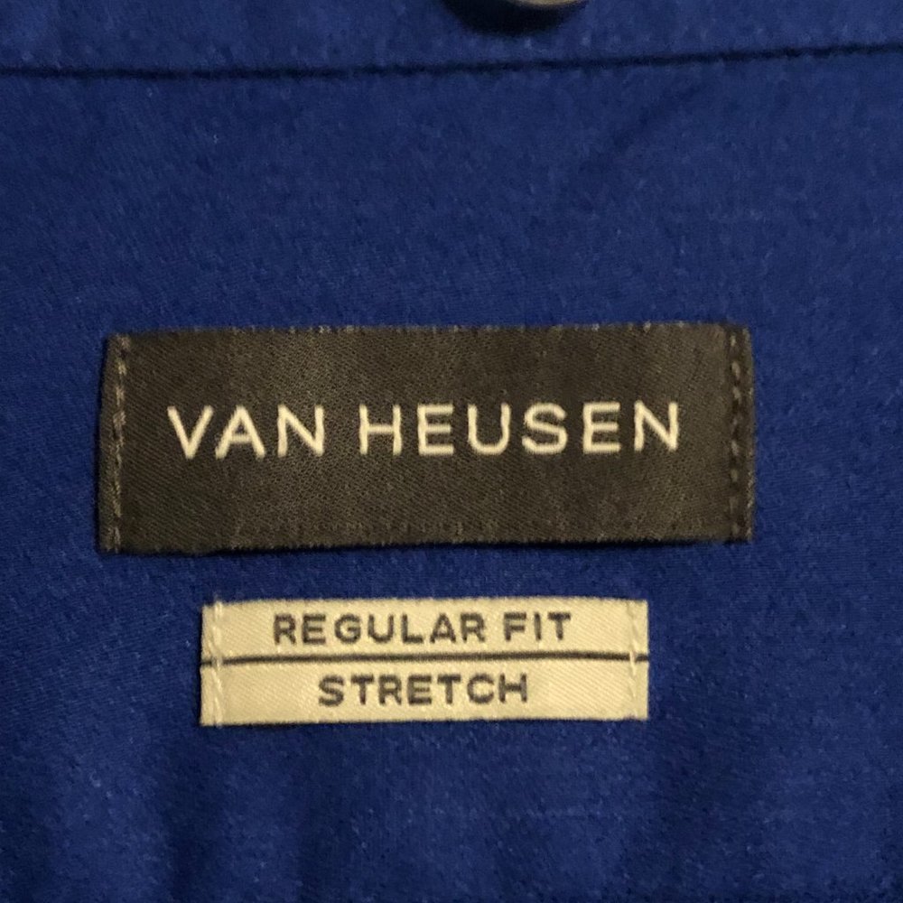 COPY - 2/$20 Van Heusen L/S dress shirt bold blue 17.5 neck $13 separate - Picture 2 of 5